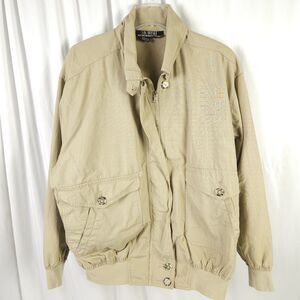 Vintage SK Wear Womens Large Beige Full Zip Cotton Bomber Jacket SK & Company